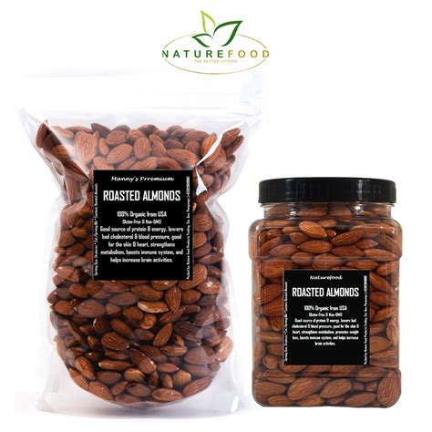 Roasted Almonds Organic Oil Free Plain Unsalted From Usa