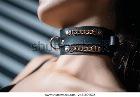 Naked Sexy Woman Leather Collar Golden Stock Photo Shutterstock