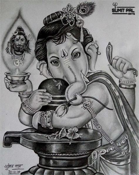 Shree ganesh sketch | Bff drawings, Ganesha drawing, Easy love drawings