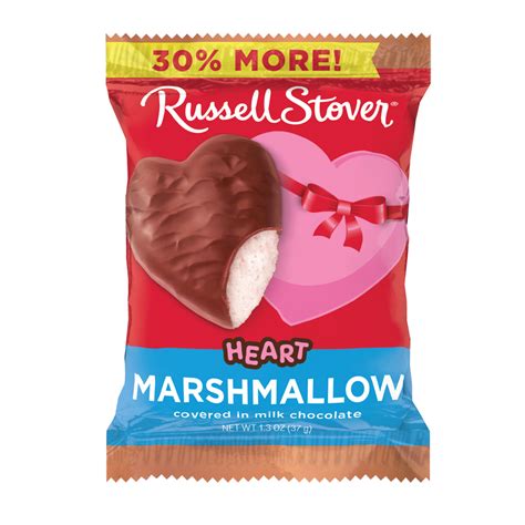 Russell Stover Hearts - Marshmallow and Milk Chocolate - 18ct Display Box