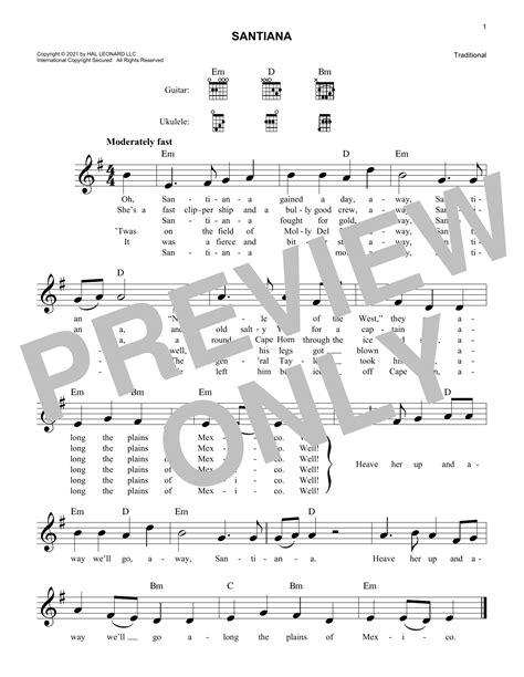 Santiana By Traditional Sheet Music For Lead Sheet Fake Book At Sheet