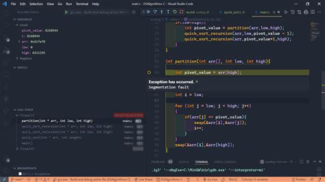 Algorithm Segmentation Fault In My Quick Sort Program In C Stack