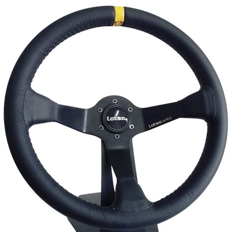 Volante Esportivo Lotse Wrc Couro Preto Tarja Amarela Shopee Brasil