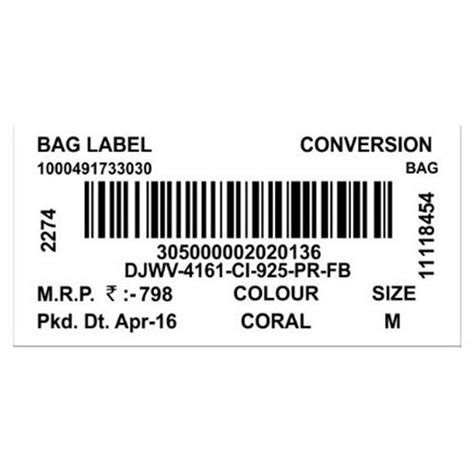 Paper Printed MRP Barcode Label, Size: 2.5X1.5 Inch at ₹ 1.00/piece in ...