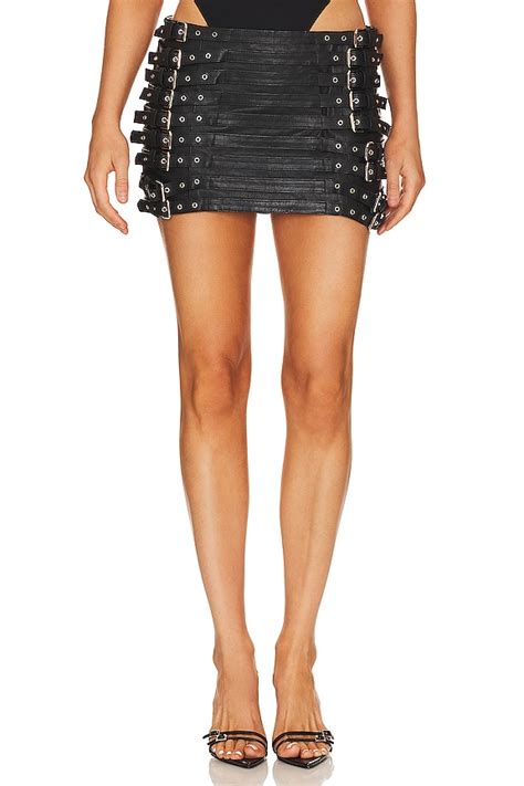 Retrofete Ivory Leather Skirt In Black Revolve