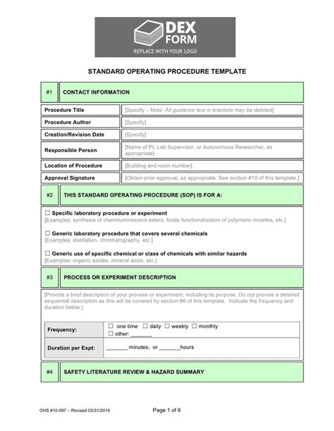 Operating Procedure Template