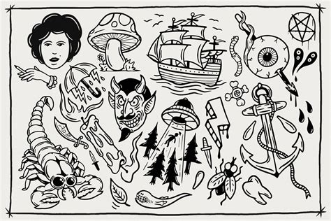 Vector Tattoo Flash Sheet Vol 1 By Heycorman On Creativemarket