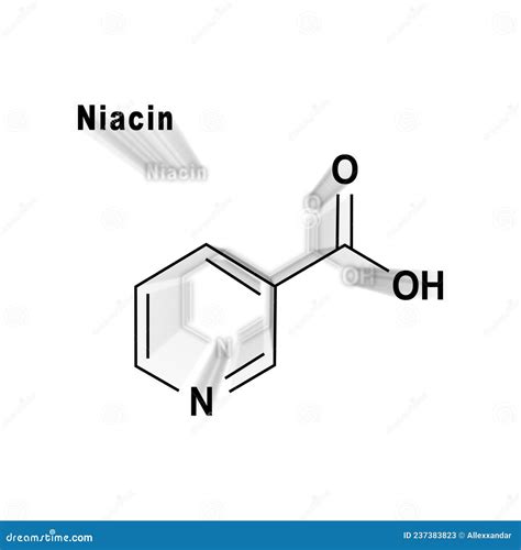 Niacin Nicotinic Acid Molecule Vitamin B3 Structural Chemical Formula