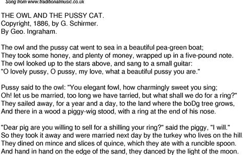Old Time Song Lyrics For 36 The Owl And The Pussy Cat