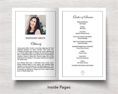 4 Page Cross Funeral Program Template Funeral Templates