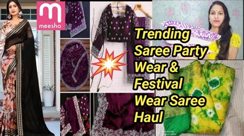 Meesho Wedding Saree Haul Party Wear Saree Haul Festival Wear Saree