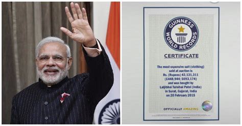 Pm Modis Suit Auctioned For Rs Crore Enters Guinness Records As