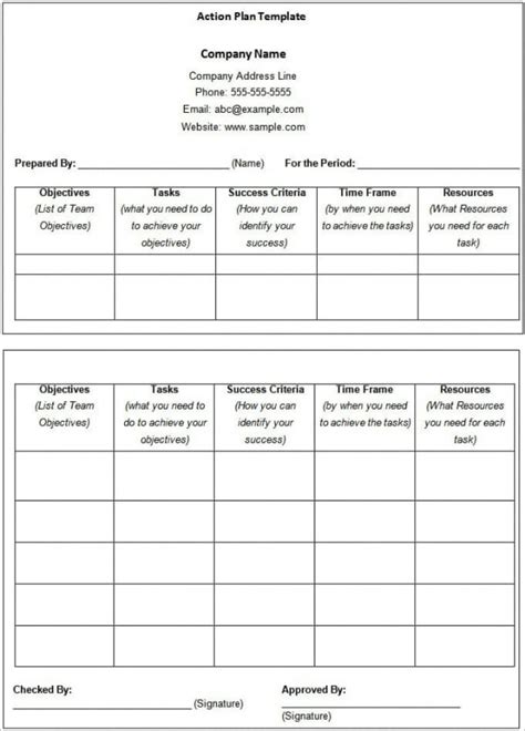 Sales Action Plan Template Word