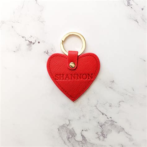 Personalised Leather Heart Keyring Etsy