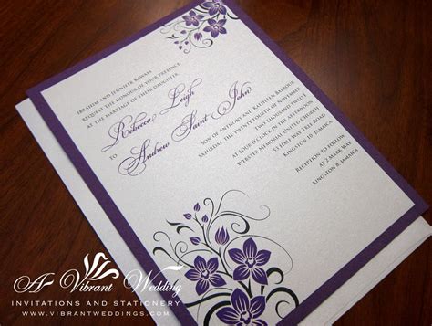 Purple And Silver Wedding Invitations Royal Purple And Platinum Wedding Invitation With Orchid