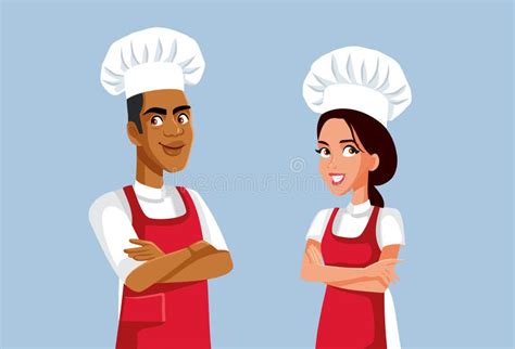 Male And Female Team Of Chefs Vector Cartoon Characters Stock Vector