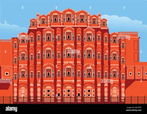 Vector Illustration Of Hawa Mahal Palace In The City Of Jaipur India