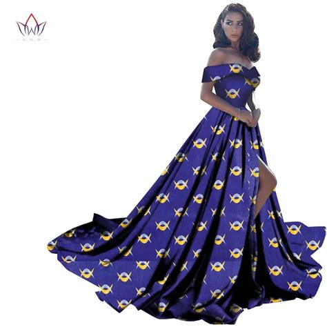 Bintarealwax African Dresses For Women Bazin Off Shoulder High Waist