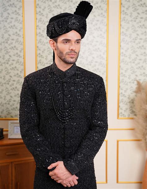 Black Wedding Sherwani Combo