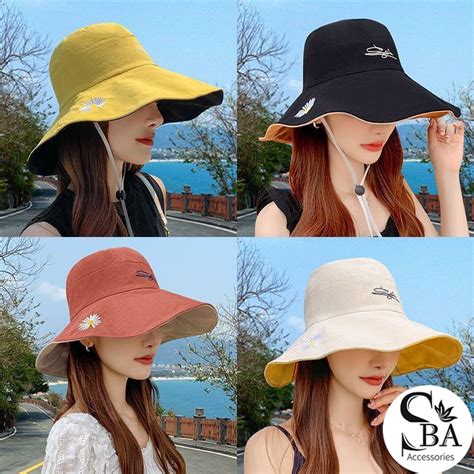 Japanese Style Double Side Bucket Hat Sun Protection Women S Reversible Bucket Hat Beach Hat