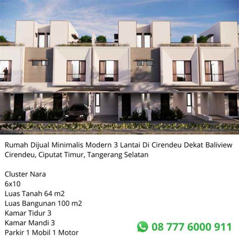 Rumah Cluster Minimalis Modern 3 Lantai Smarthome System Di Cireundeu