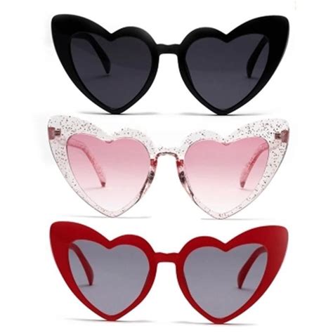 Trendy Glitter Heart Shape Frameless Sunglasses Round Lens Sunglasses Cute Sunglasses Heart