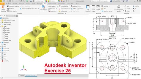 Autodesk Inventor Tutorial Exercise 25 Tapped Hole YouTube