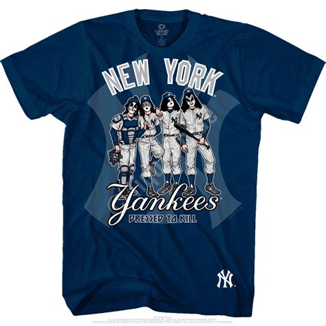 Mlb New York Yankees Kiss Dressed To Kill Navy T Shirt Tee Liquid Blue