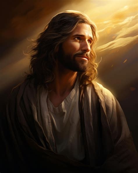 Premium Ai Image Jesus Is Standing In Front Of The Sun