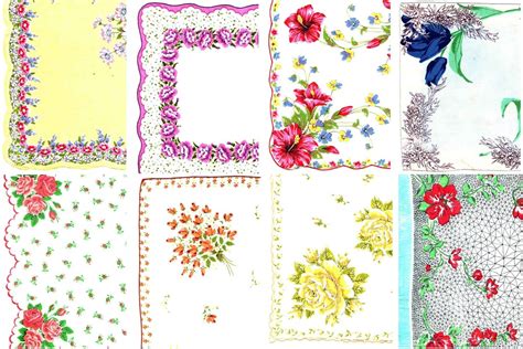 Vintage Floral Hankies Printable Ephemera Set 66 17 Page Instant Download Junk Journal Kit