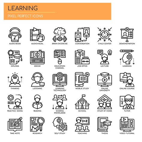 Learning Elements Thin Line And Pixel Perfect Icons 680928 Vector Art