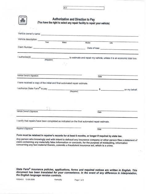 Authorization To Repair Form Pdf Fill And Sign Printable Template