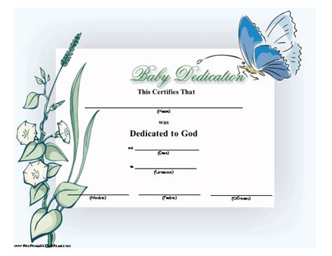 Baby Dedication Certificate Printable Certificate