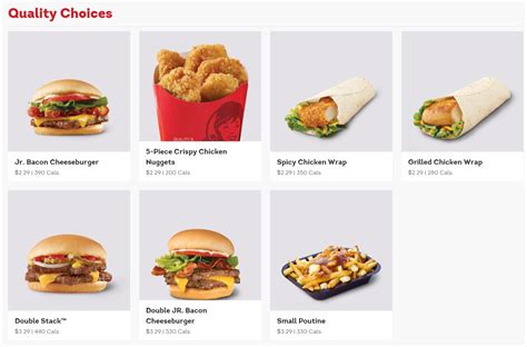 Wendy's Menu Prices Canada