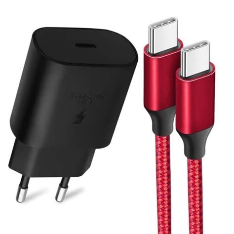 CQBB 25W USB C snabbladdare 1M nylon USB C kabel för Samsung Galaxy