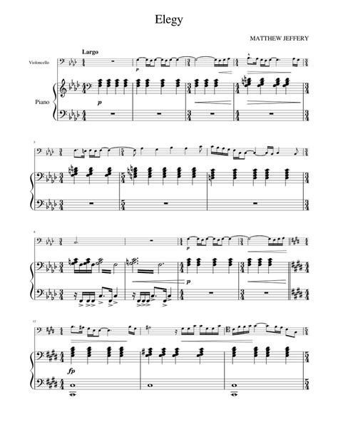 Elegy Sheet Music For Piano Cello Solo