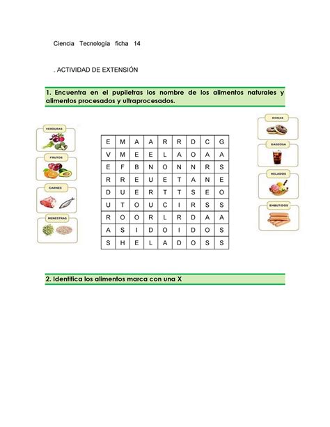 Ciencia Tecnología ficha 14 ACTIVIDAD DE EXTENSIÓN 1 Encuentra en el