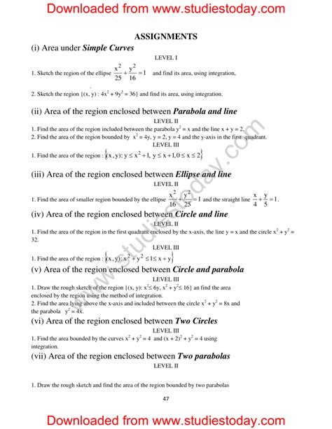 Cbse Class 12 Mathematics Hots Application Of Integrals