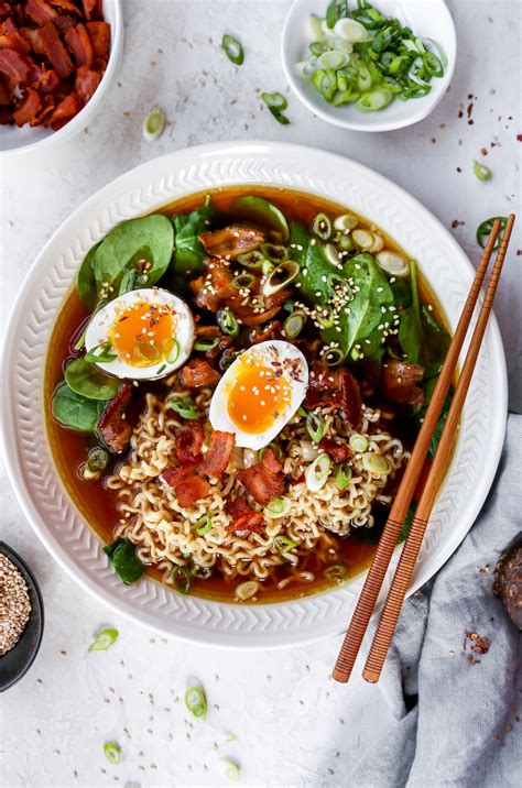 Homemade Ramen With Bacon And Soft Boiled Eggs Yes To Yolks