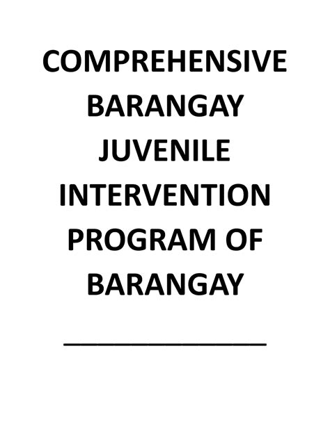 Cbjip 1 COMPREHENSIVE BARANGAY JUVENILE INTERVENTION PROGRAM OF