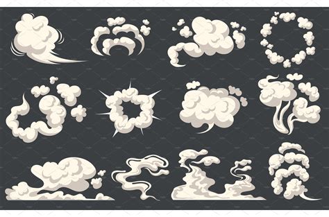 Cartoon dust clouds. Comic cloud | Background Graphics ~ Creative Market