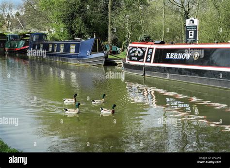 canal with barge Stock Photo - Alamy