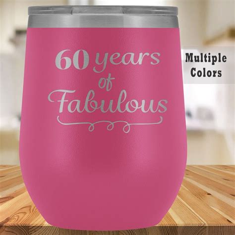 60th Birthday Ts For Women 60th Birthday Wine Glass Cute Etsy