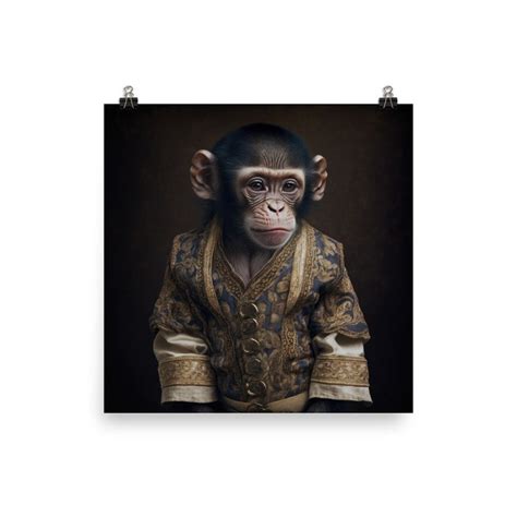 Elegant Monkey Art Print Digital Art Fashion Art Animal Art Monkey Print Animal Art Prints ...