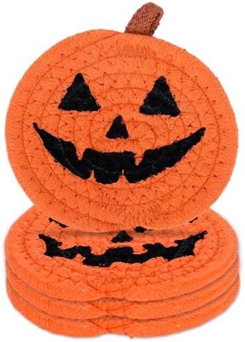 Amazon Whaline Pack Fall Pumpkin Coaster Handmade Crochet Drink