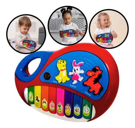 Pianinho Teclado Musical Infantil Som Luz Fazendinha Animais Cor