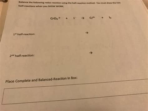 Oneclass Balance Eachof The Following Redox Reactions Using The Half