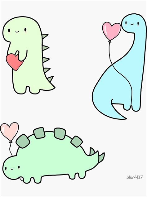 Valentine S Day Dinosaur Sticker Pack Sticker For Sale By Blar 417