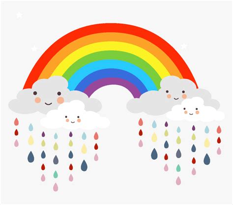 Cartoon Rainbow Cloud Raindrops Elements Cartoon Rainbow Images Hd