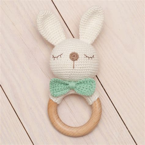 Crochet Rattle Pattern Bunny Teether Pattern Amigurumi Bunny Etsy